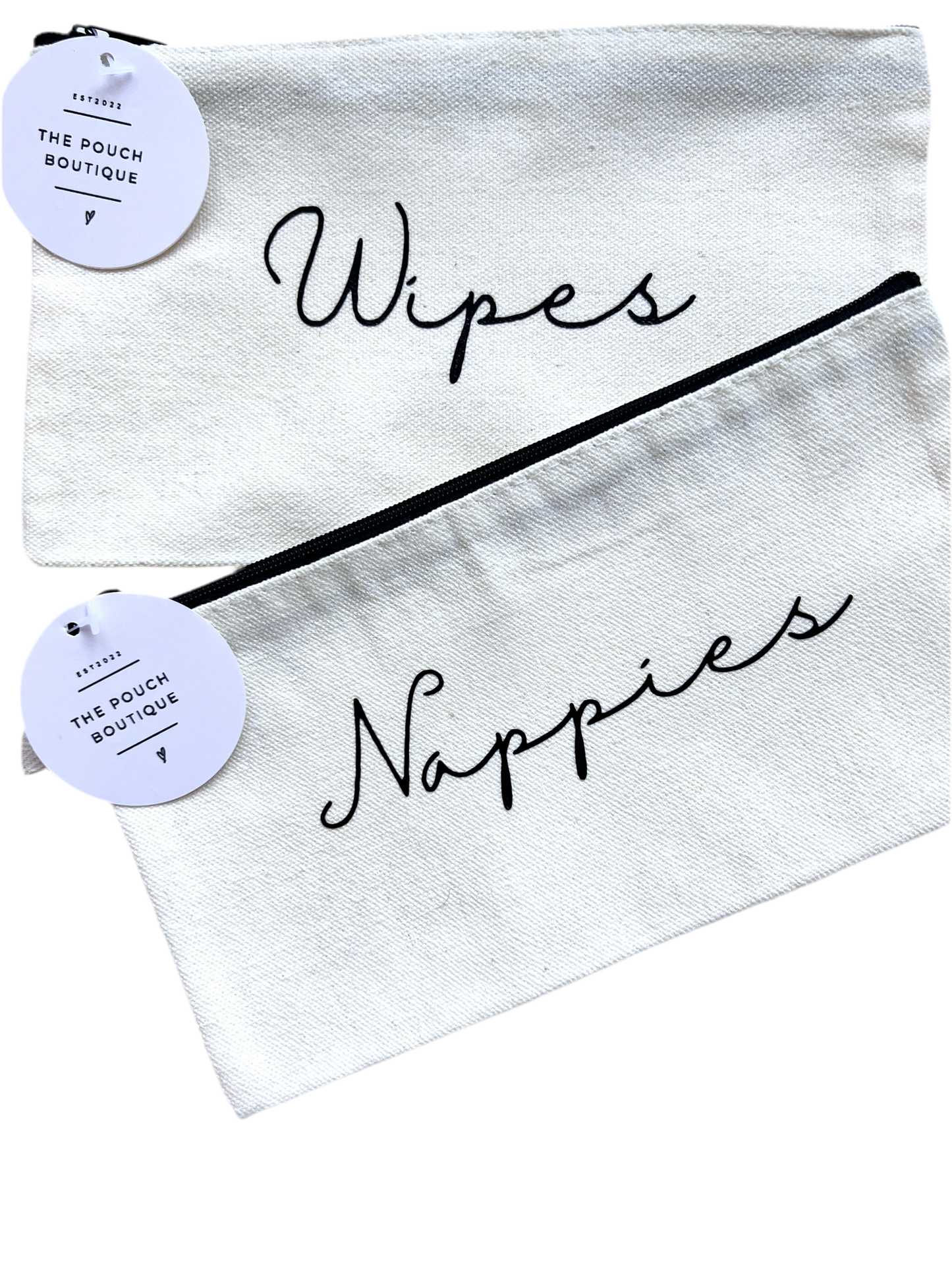 Cotton Canvas Black Zipper Pouch