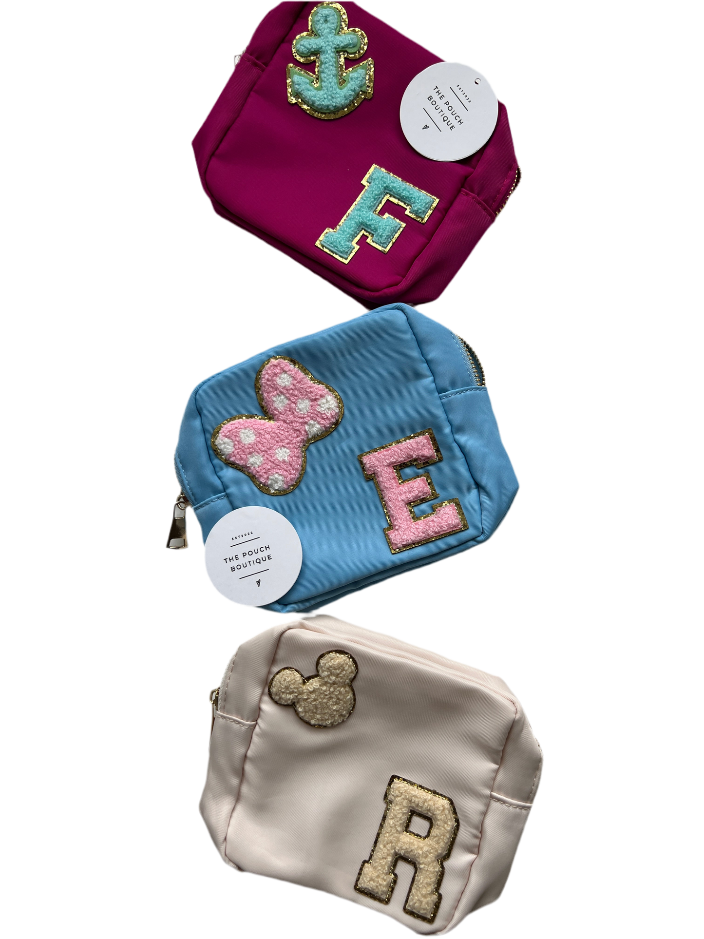 Mini Pouch with patch letters & motifs