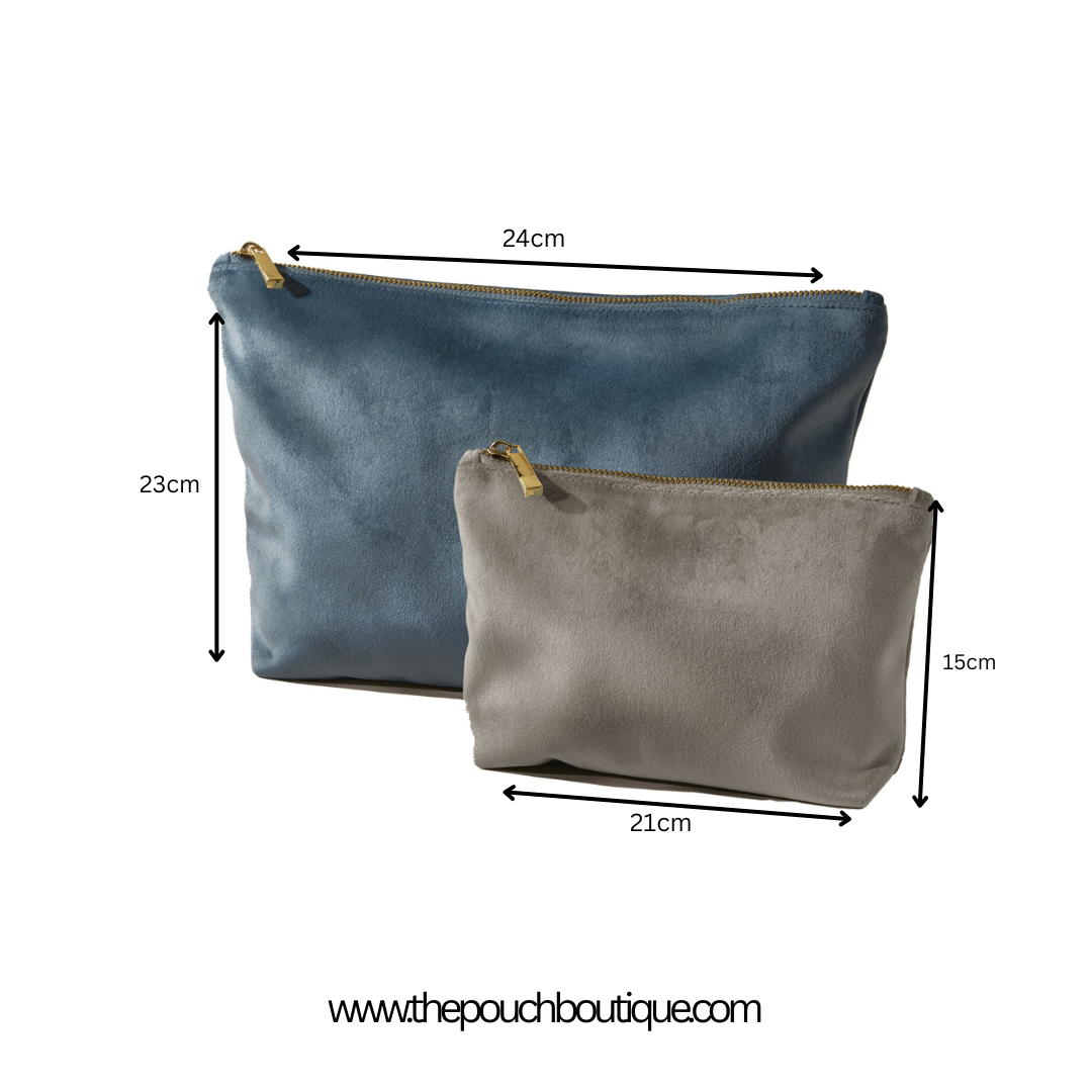 Luxe velvet Embroidered wildflower Pouch with personalised name