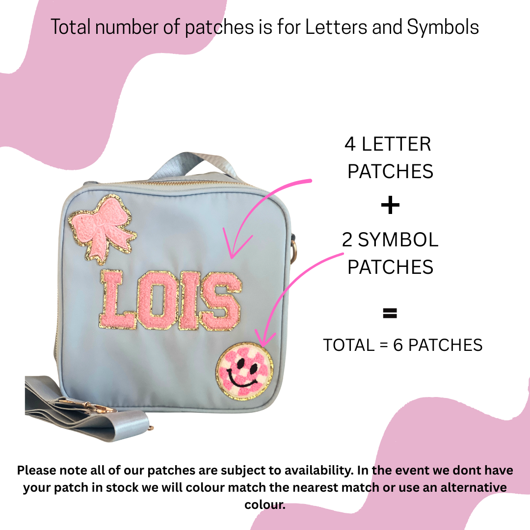 Personalised Large Pink Safari Patch Pouch with Patches Sewn on