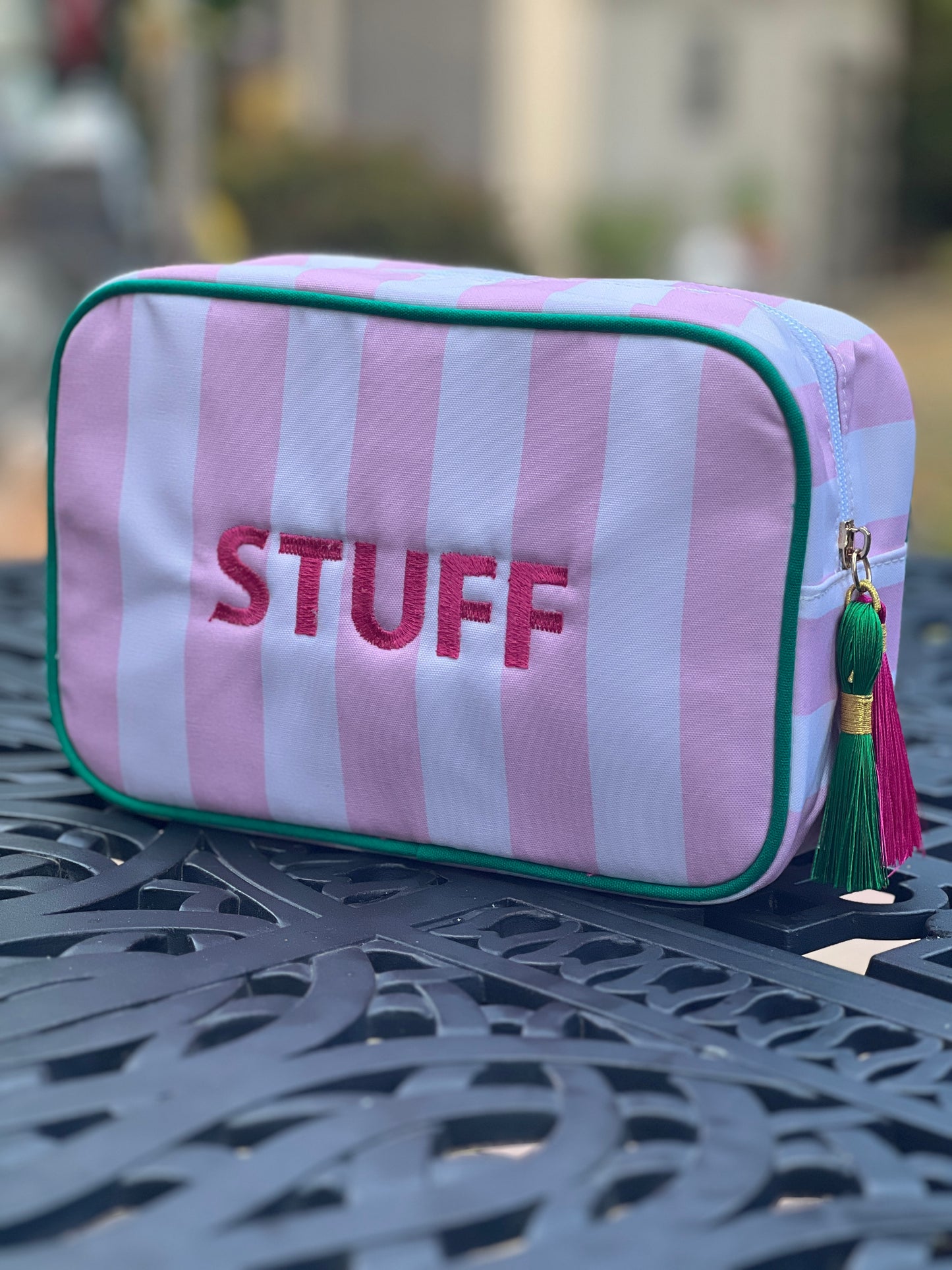 Stripey Block Pouch With Tassles