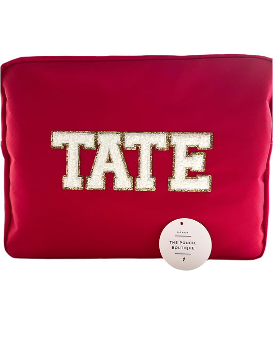 Large Pouch with patch letters & motifs