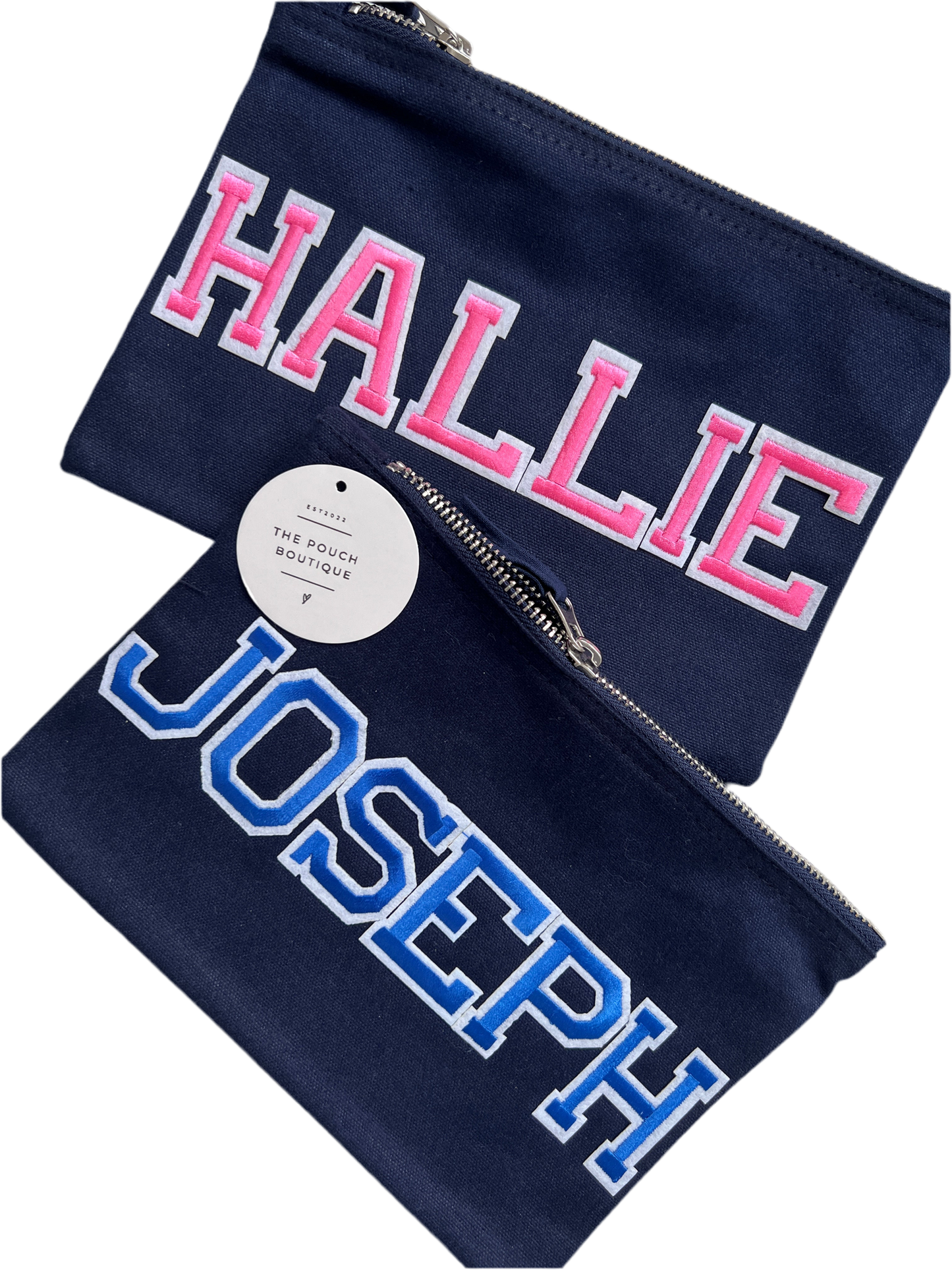 Canvas Varsity Letter name pouch - Med