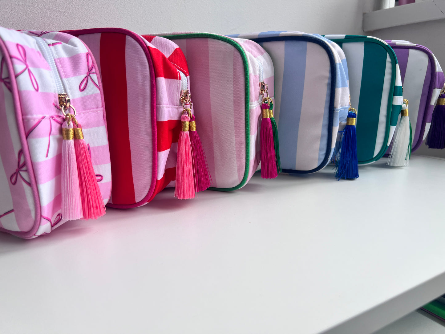 Stripey Block Pouch With Tassles