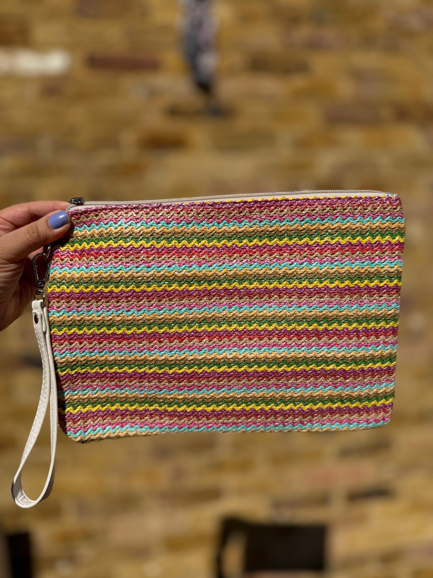 Chevron woven clutch bag