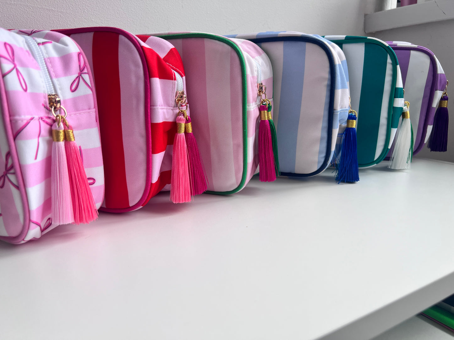 Stripey Block Pouch With Tassles