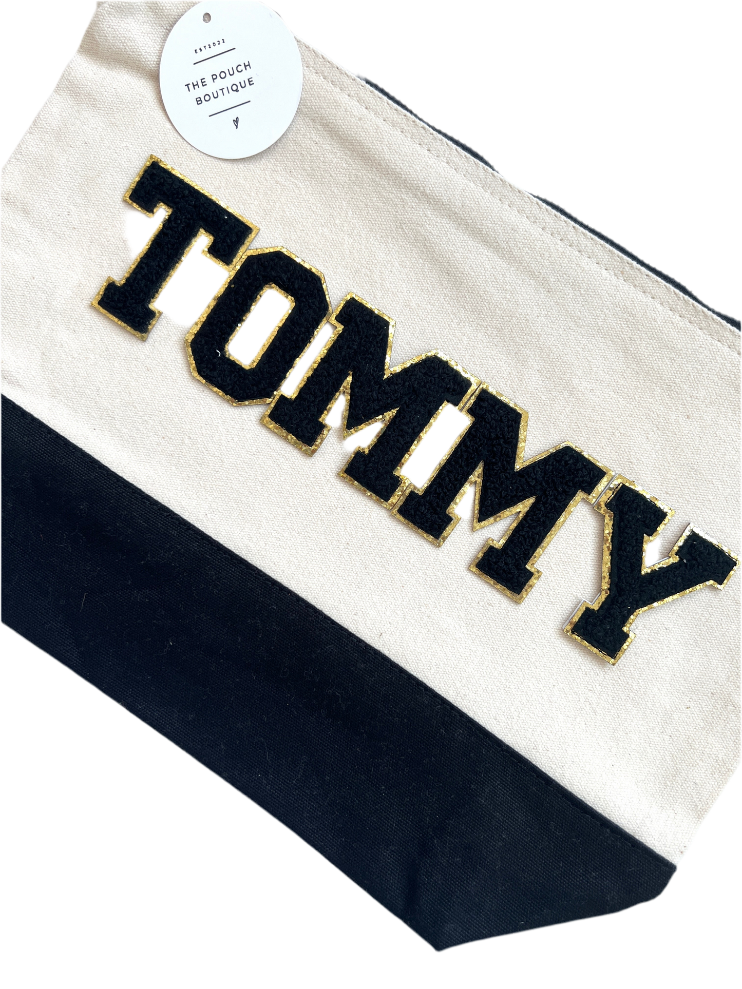 Black strip canvas pouch