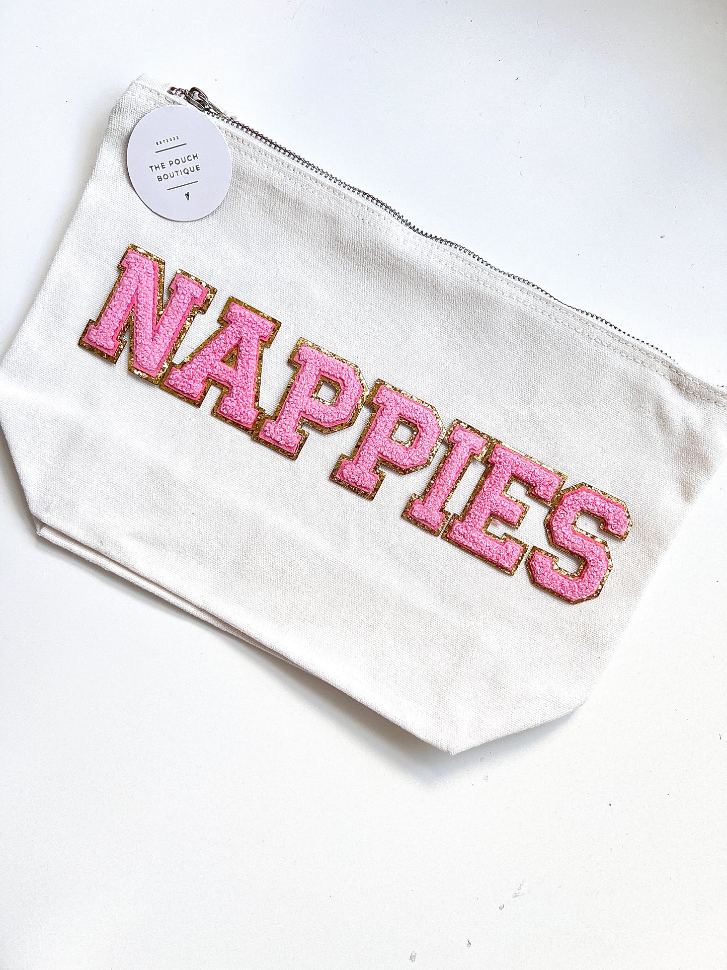 Large Canvas Pouch - Chenille Patches