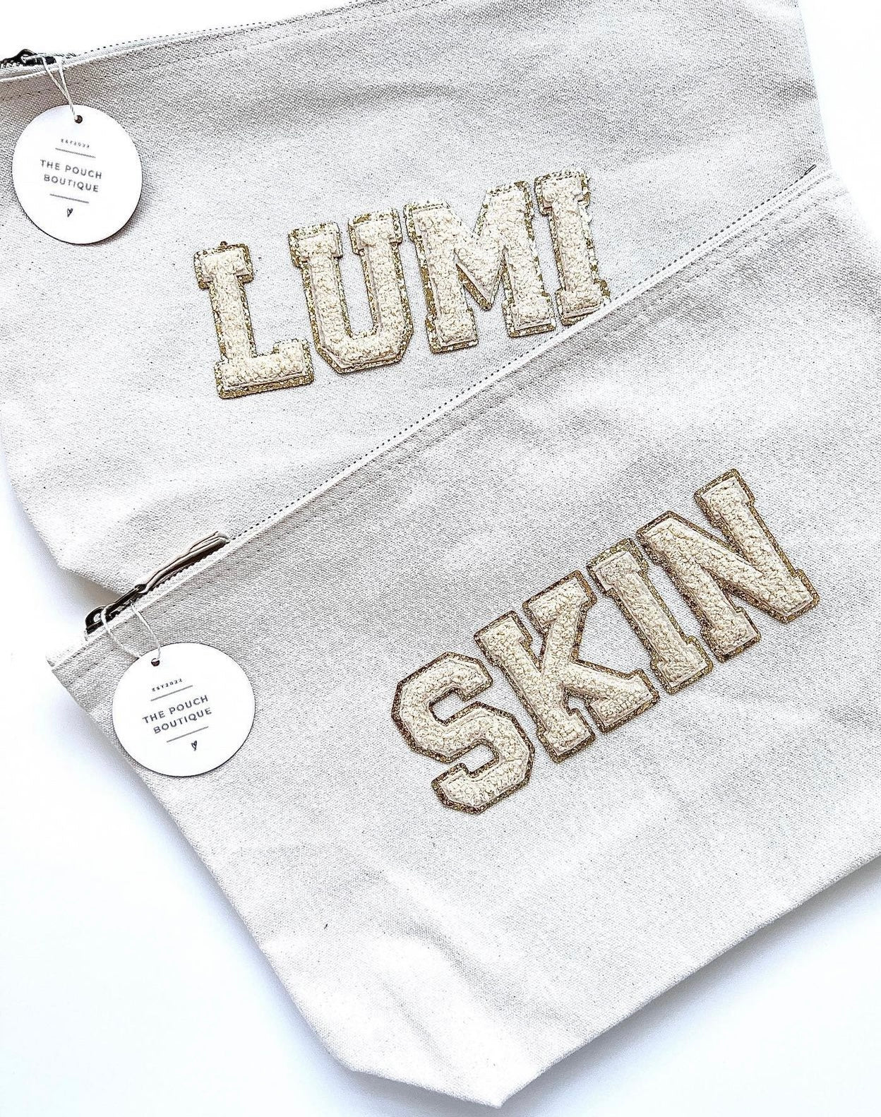 Large Canvas Pouch - Chenille Patches