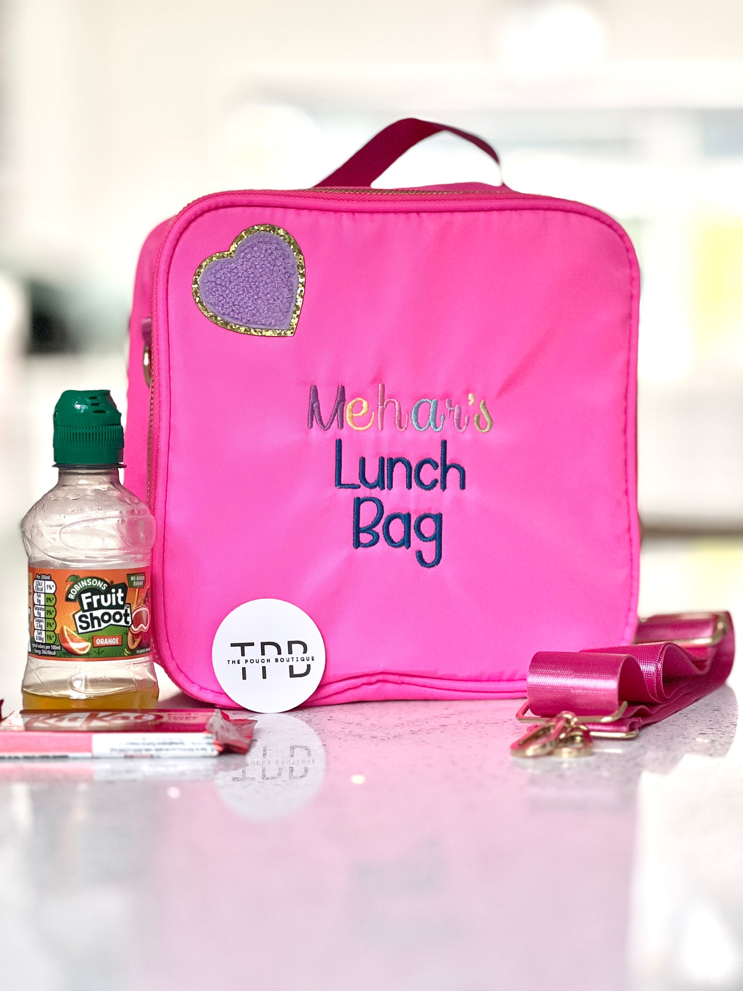 Embroidered lunch box with any wording and 1 patch