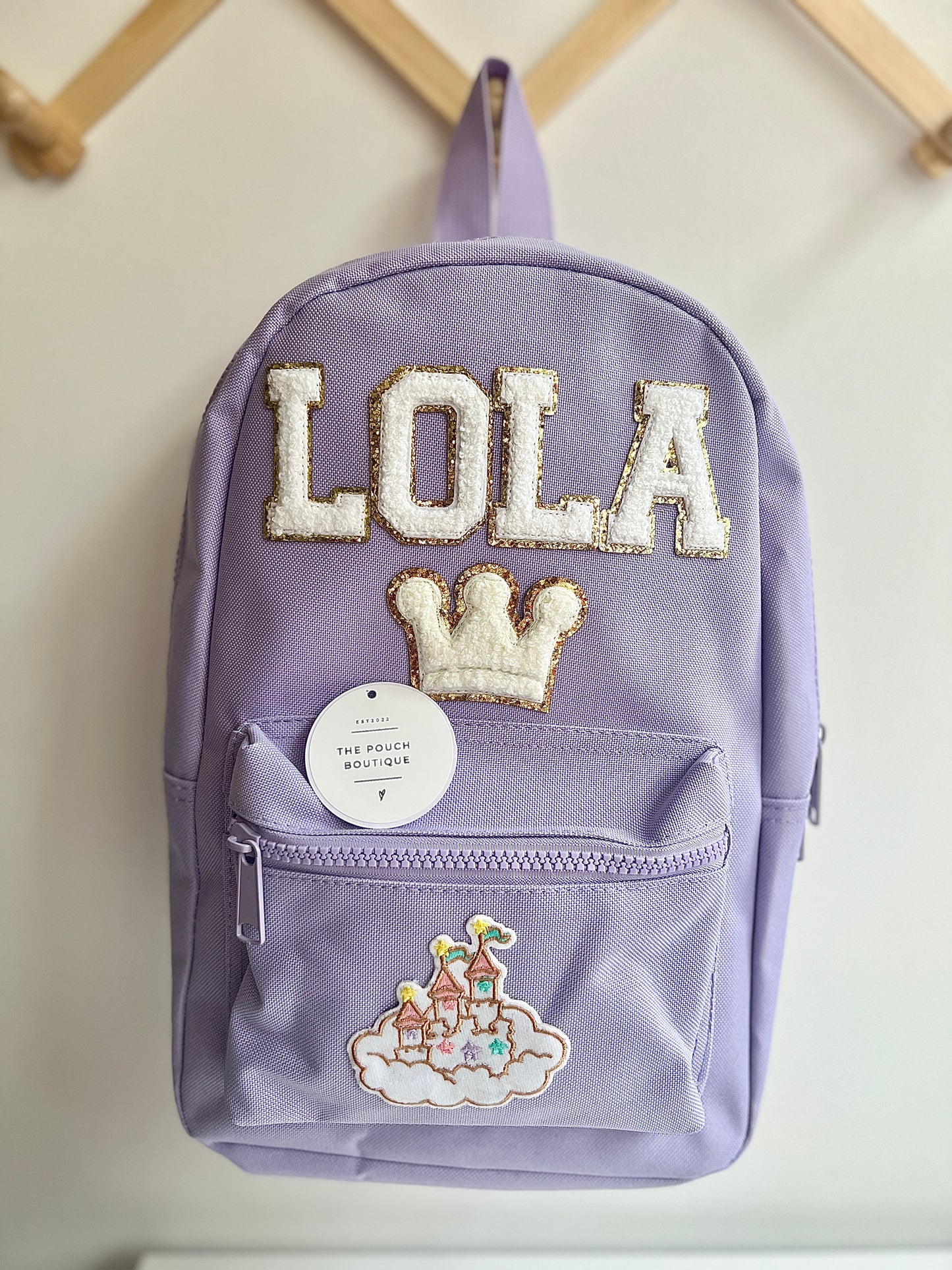Toddler Backpacks with letter patch motifs