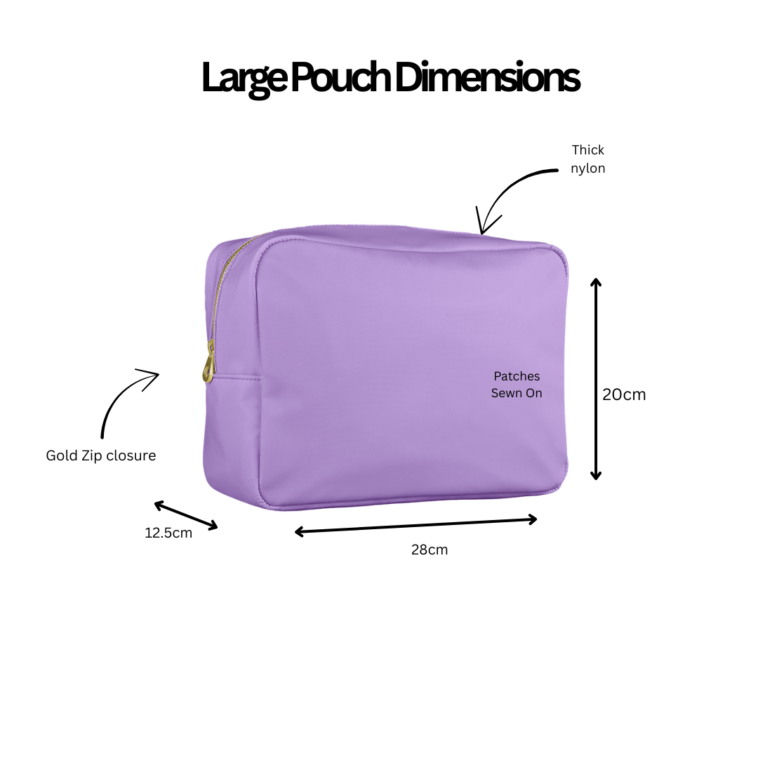 Personalised Large Pink Safari Patch Pouch with Patches Sewn on