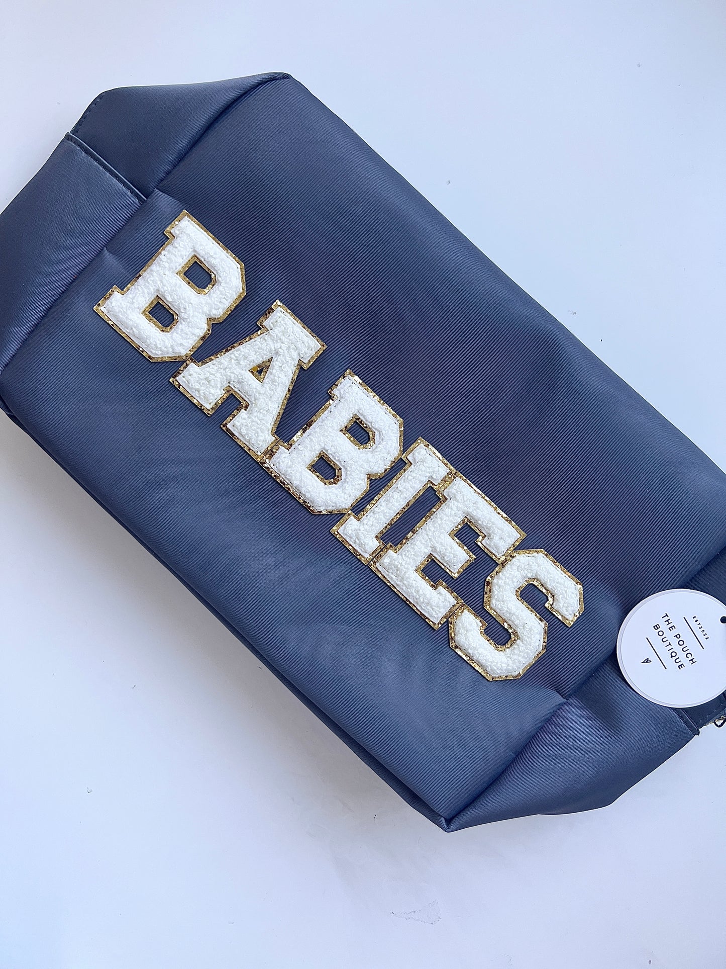Large Pouch with patch letters & motifs