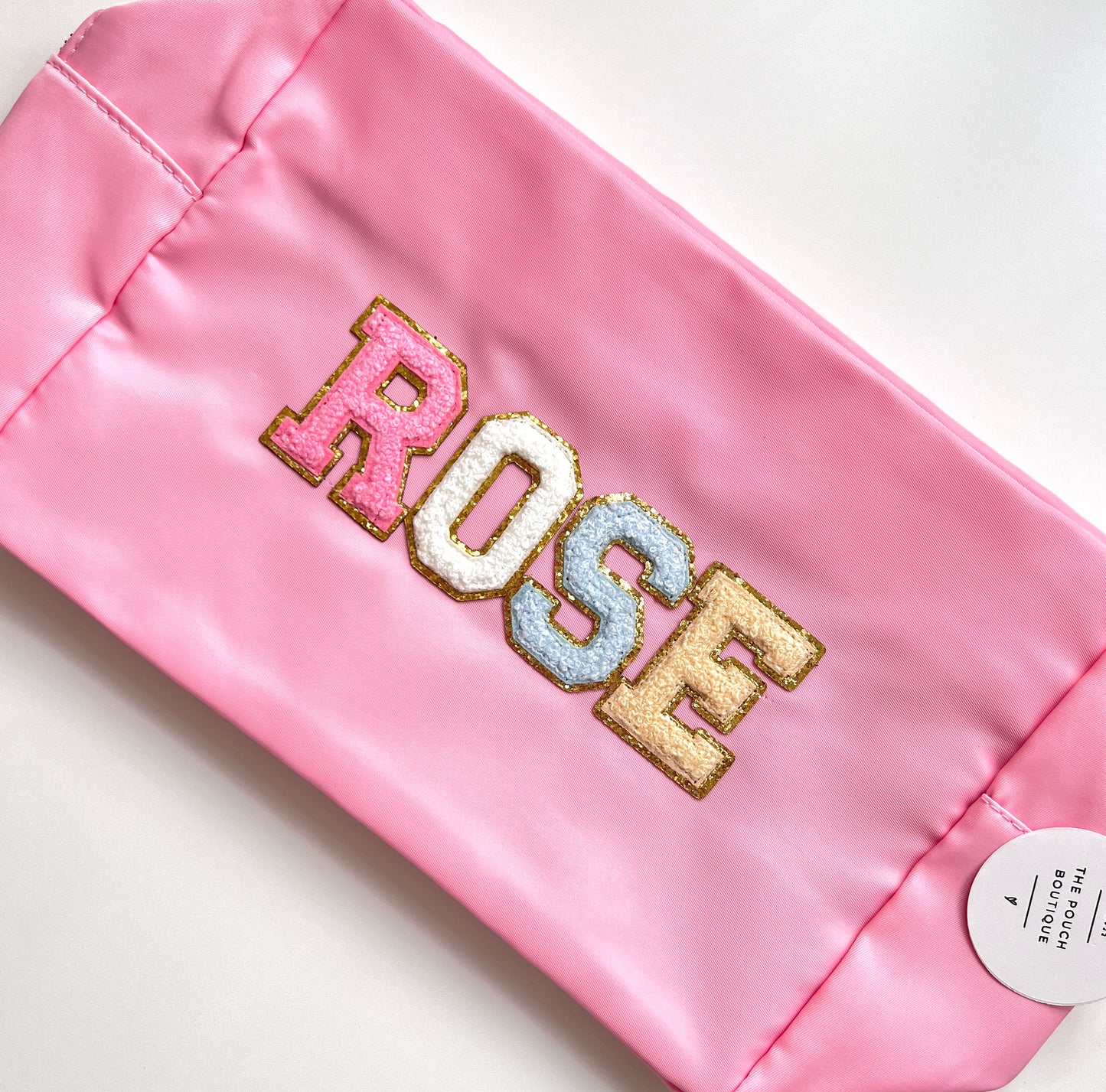 Large Pouch with patch letters & motifs