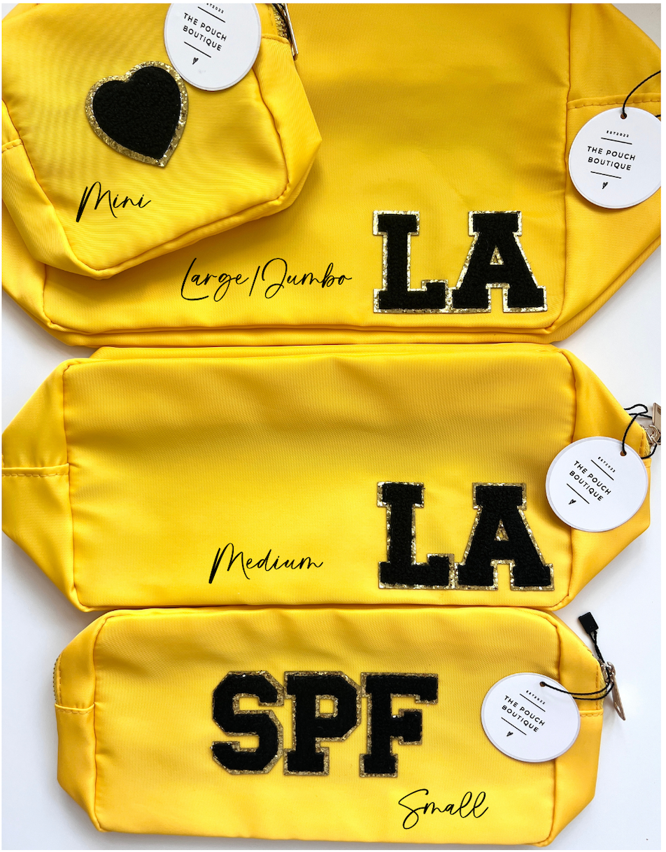 Large Pouch with patch letters & motifs