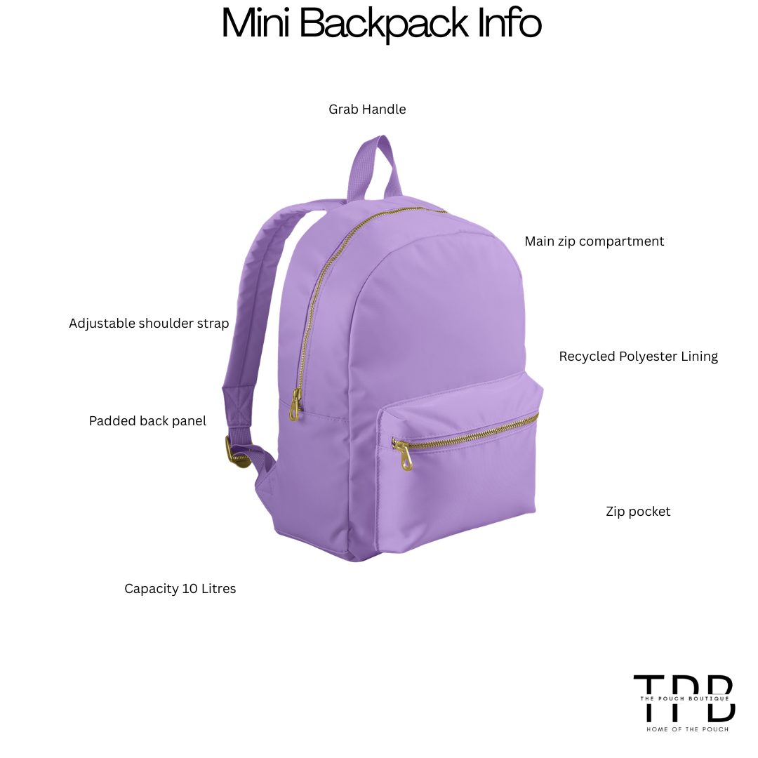 Nylon Personalised patch or embroidery mini Backpack