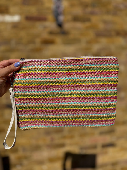 Chevron woven clutch bag