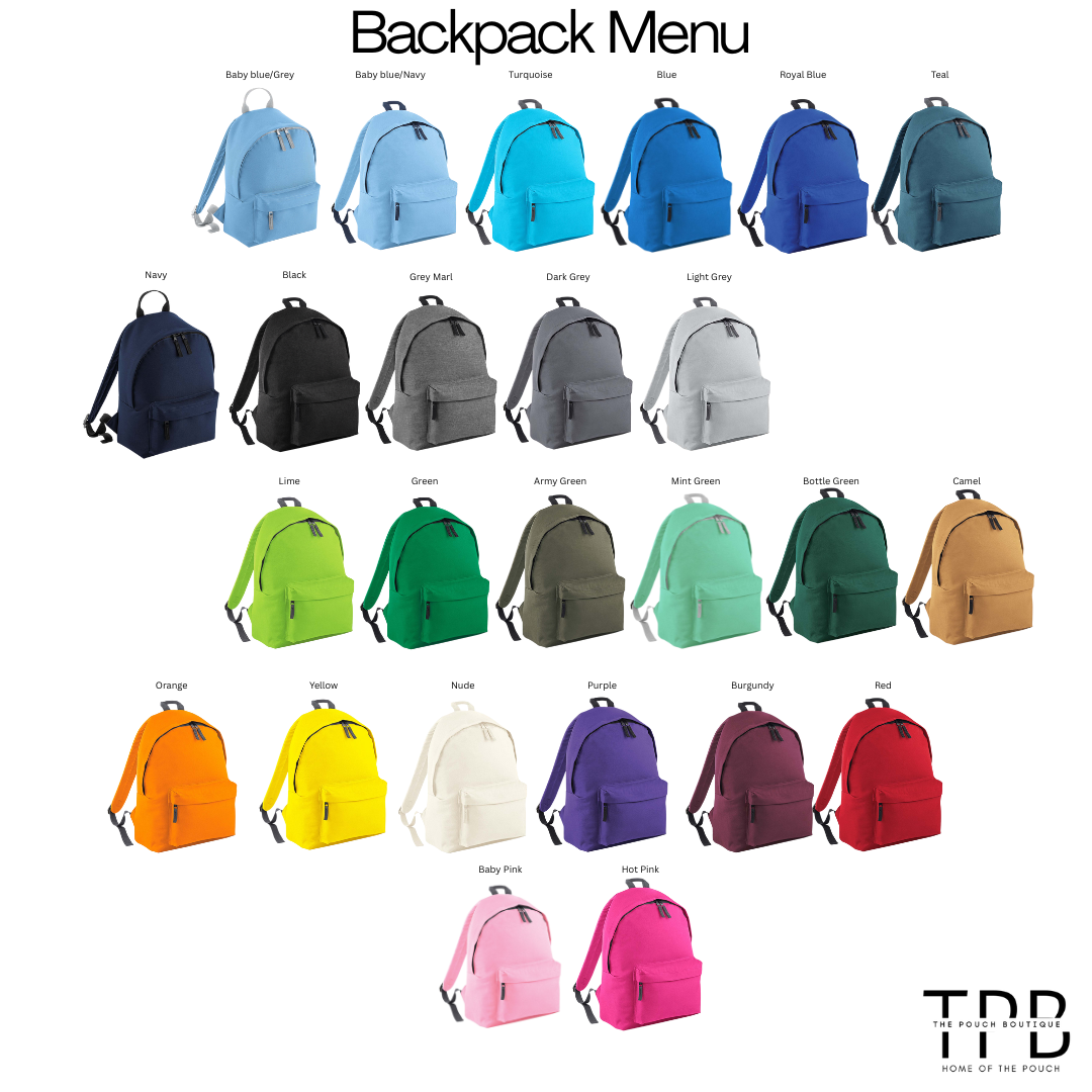 Personalised Patch or Embroidery backpack for juniors to adults