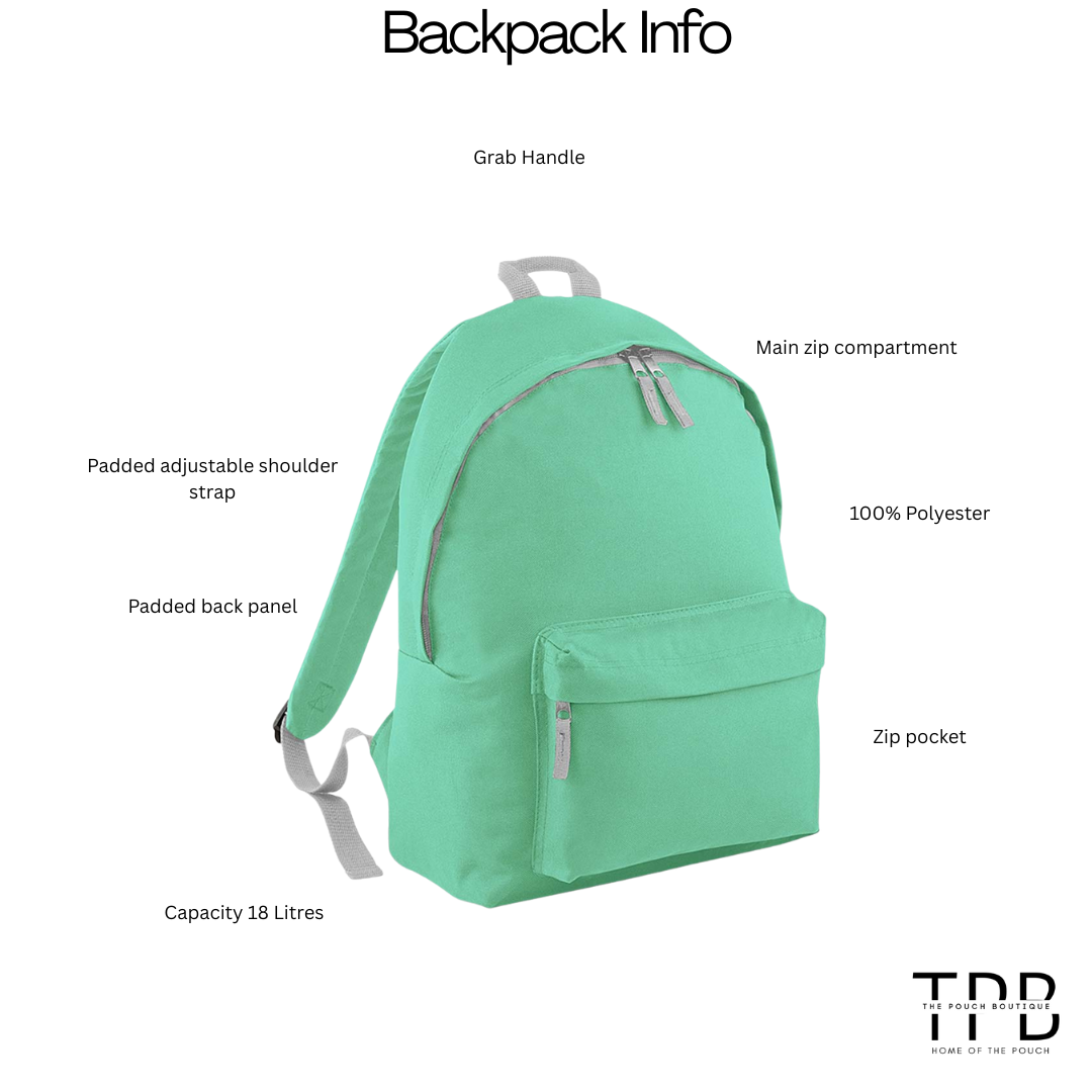 Personalised Patch or Embroidery backpack for juniors to adults