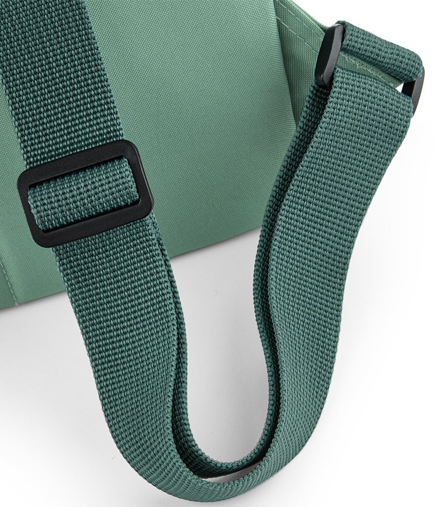 Personalised patch or embroidery recycled mini twin handle roll top backpack.