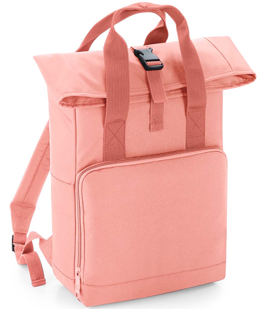 Personalised patch or embroidery recycled twin handle roll top backpack.