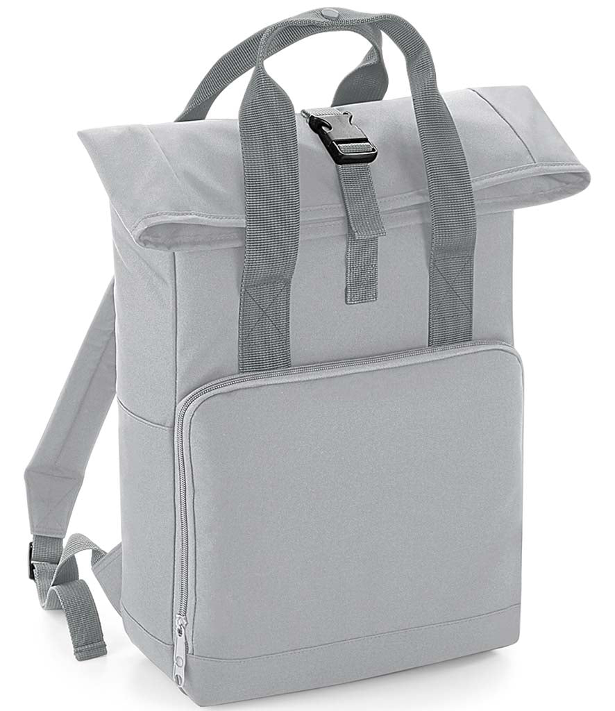 Personalised patch or embroidery recycled twin handle roll top backpack.