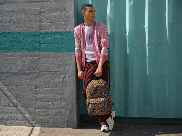 Personalised patch or embroidery Leopard print backpack