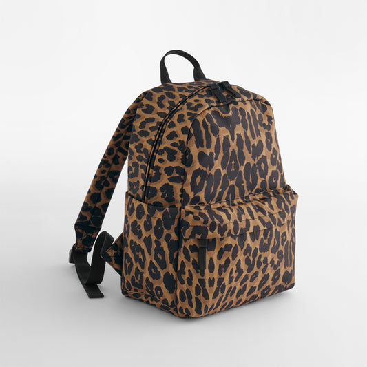 Personalised patch or embroidery Leopard print mini backpack