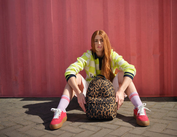 Personalised patch or embroidery Leopard print mini backpack