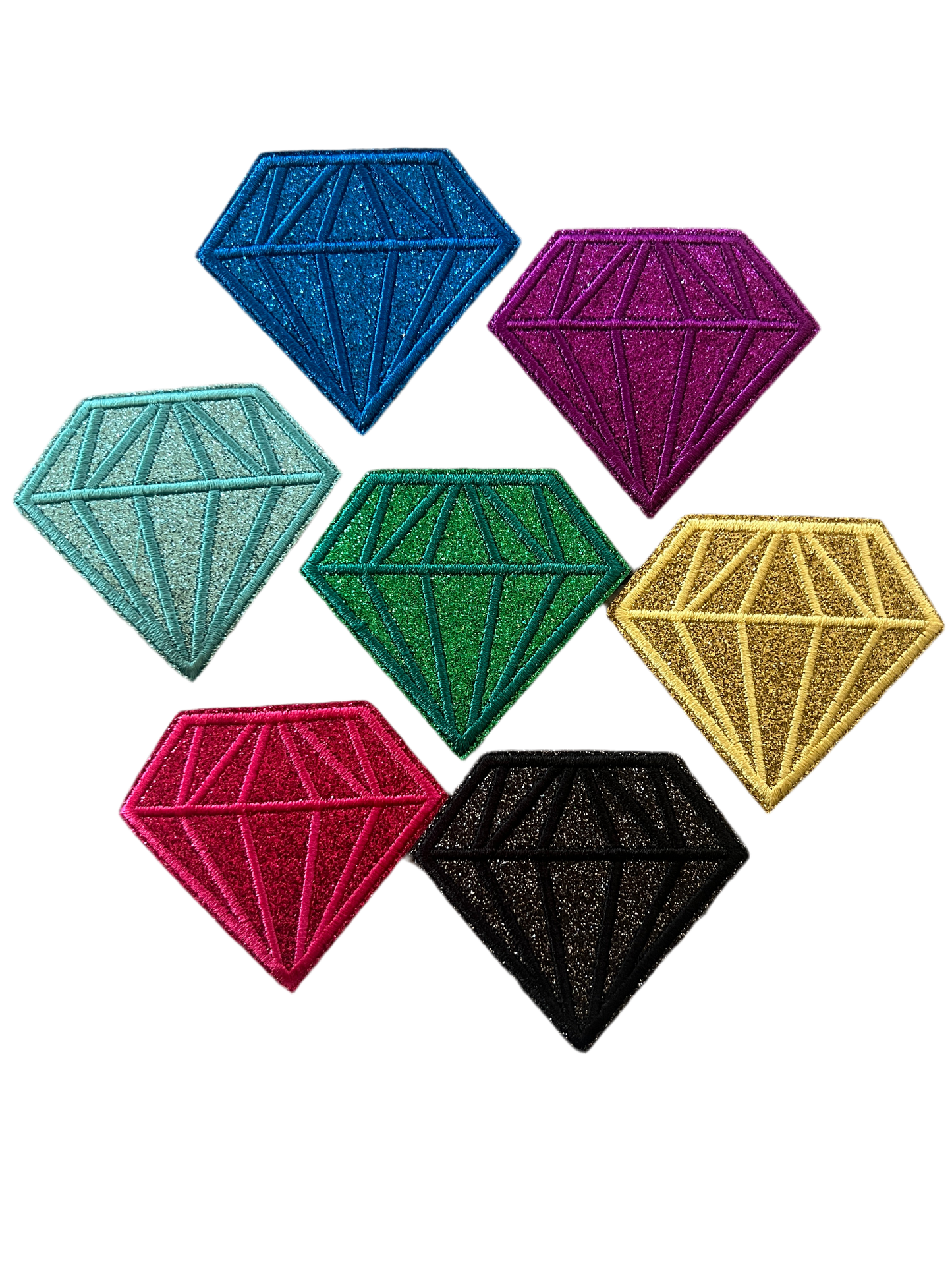 Large Embroidered & Glitter Diamonds