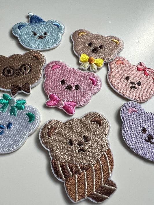 Mini Embroidery Teddy Face Patches