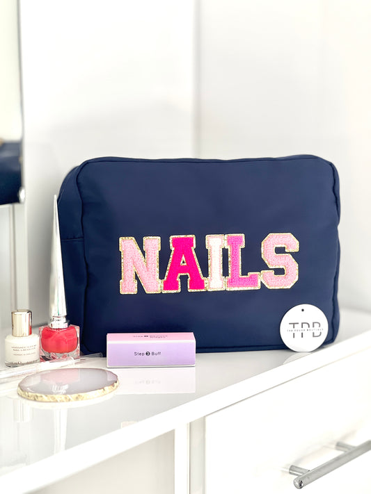 Large Jumbo Pouch with patch letters & motifs
