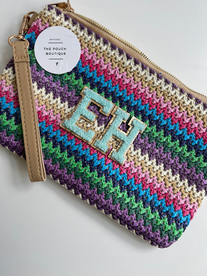 Multi coloured Straw Clutch Bag