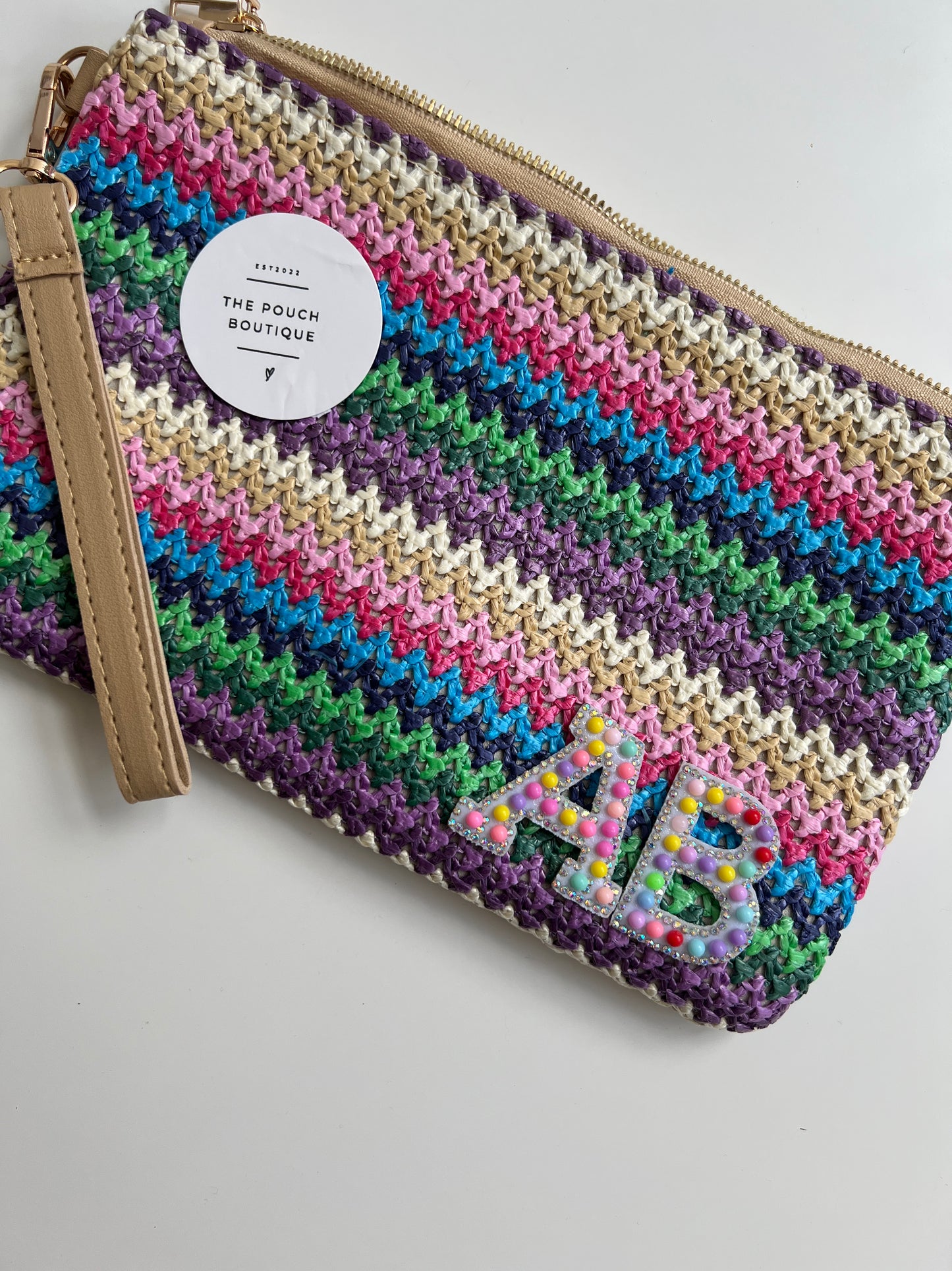 Multi coloured Straw Clutch Bag