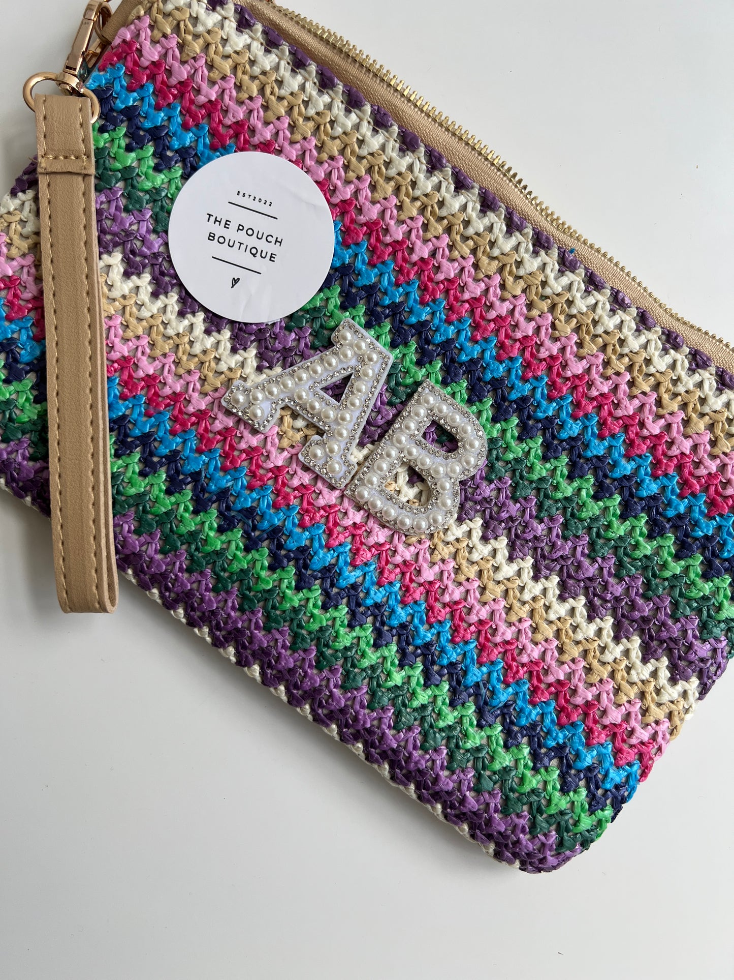 Multi coloured Straw Clutch Bag