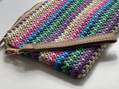 Multi coloured Straw Clutch Bag