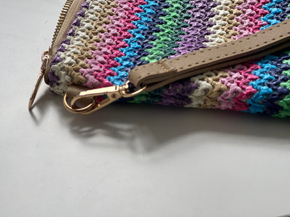 Multi coloured Straw Clutch Bag