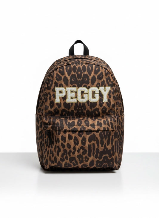 Personalised patch or embroidery Leopard print backpack