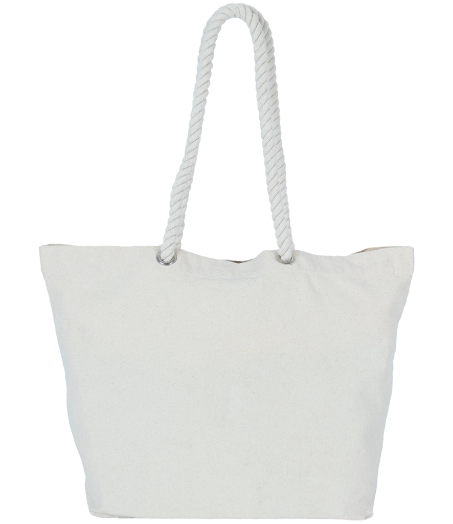 Nautical rope strap tote bag personalised with patches or embroidery