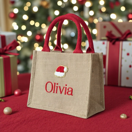 Personalised Embroidered Christmas Hat Gift Bag