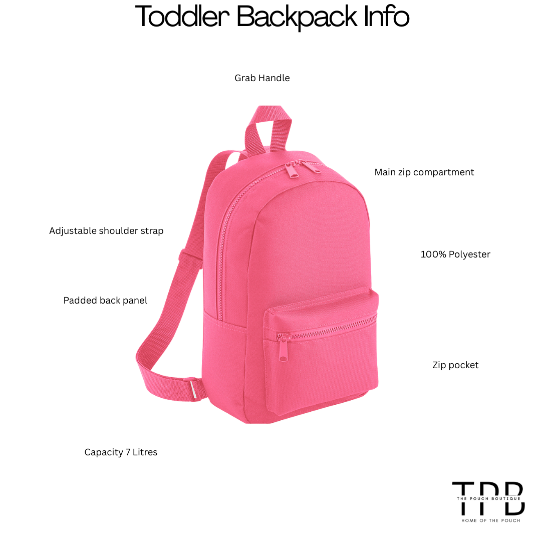 Toddler Backpacks with letter patch motifs