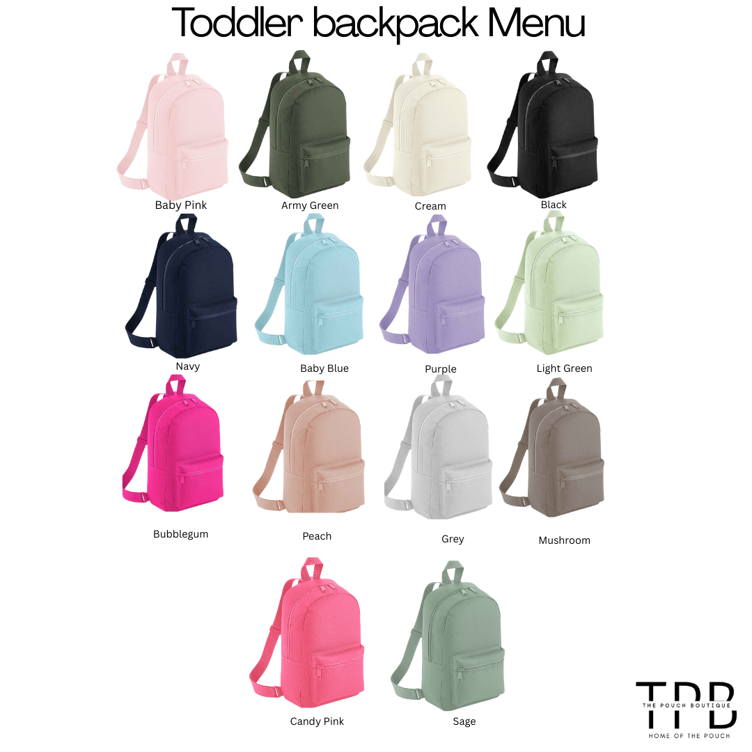 Toddler Backpacks with letter patch motifs