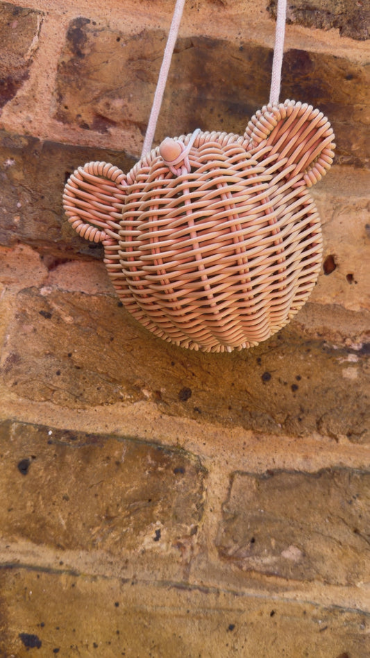 Toddler/ child teddy bear rattan handbag